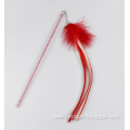 colorful feathers plastic stick cat teaser with bell